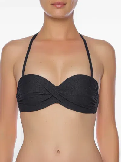 Banana Moon Sakata Twist-front Halterneck Bikini Top In Black