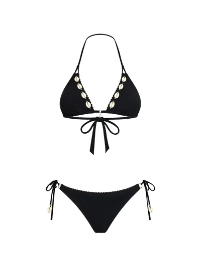 Banana Moon Shell-detail Bikini In Black