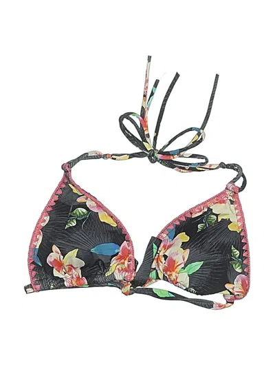 Pre-owned Banana Moon Swimsuit Top Black Floral Pattern Swimwear