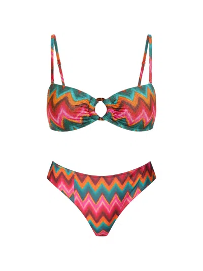 Banana Moon Tupa Nalika Zigzag-pattern Bikini In Pink
