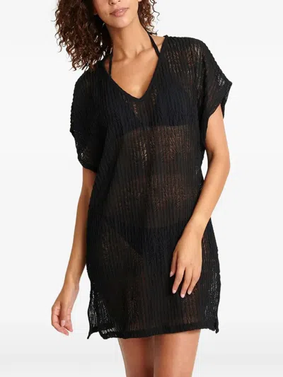 Banana Moon Zinia Crochet-knit V-neck Beach Cover-up In Black