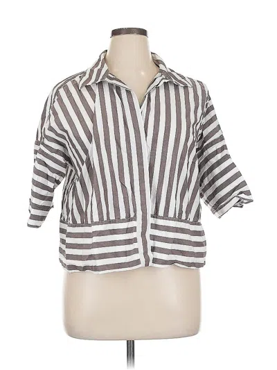 Pre-owned Banana Republic 3/4 Sleeve Button Down Shirt In Silver