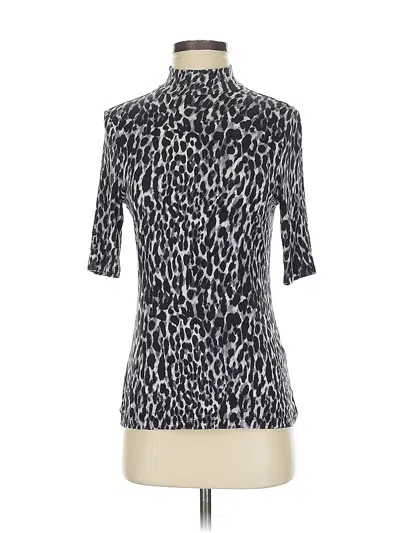Pre-owned Banana Republic 3/4 Sleeve Top Silver Animal Print Pattern Turtleneck Tops