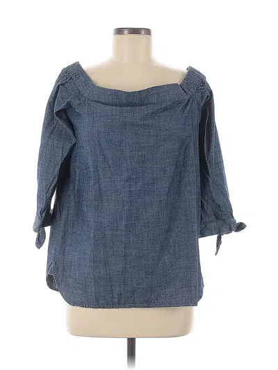 Pre-owned Banana Republic Factory Store 3/4 Sleeve Blouse In Blue