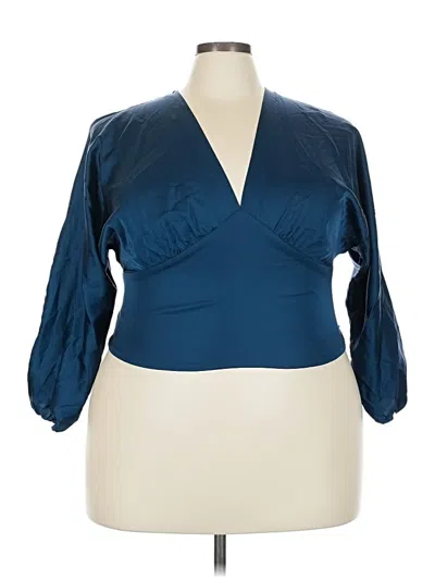 Pre-owned Banana Republic Factory Store 3/4 Sleeve Blouse In Blue