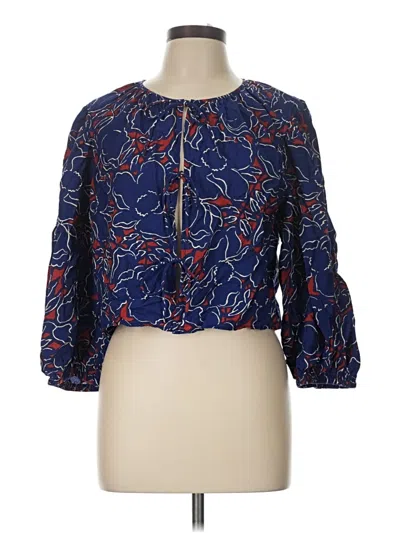Pre-owned Banana Republic Factory Store 3/4 Sleeve Blouse In Blue