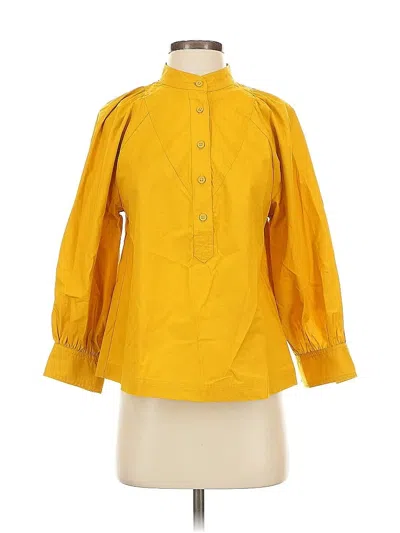 Pre-owned Banana Republic Factory Store 3/4 Sleeve Button Down Shirt In Yellow