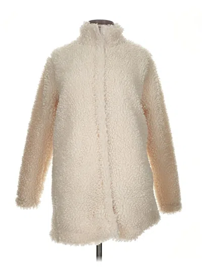 Pre-owned Banana Republic Factory Store Faux Fur Jacket In White