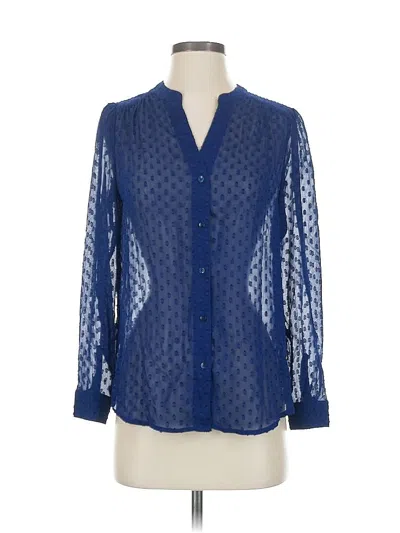 Pre-owned Banana Republic Factory Store Long Sleeve Blouse In Blue