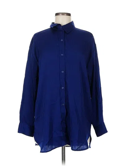 Pre-owned Banana Republic Factory Store Long Sleeve Blouse In Blue