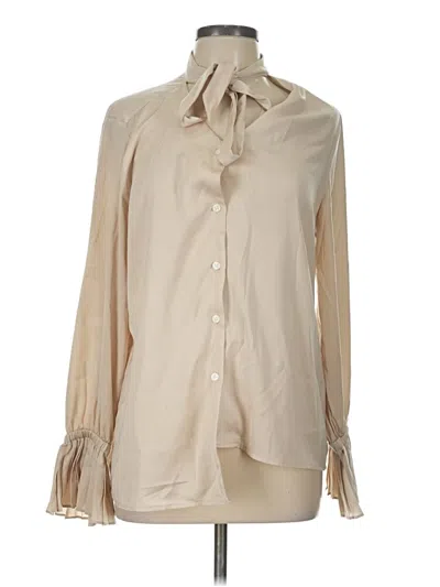 Pre-owned Banana Republic Factory Store Long Sleeve Blouse In Tan