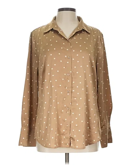 Pre-owned Banana Republic Factory Store Long Sleeve Blouse In Tan