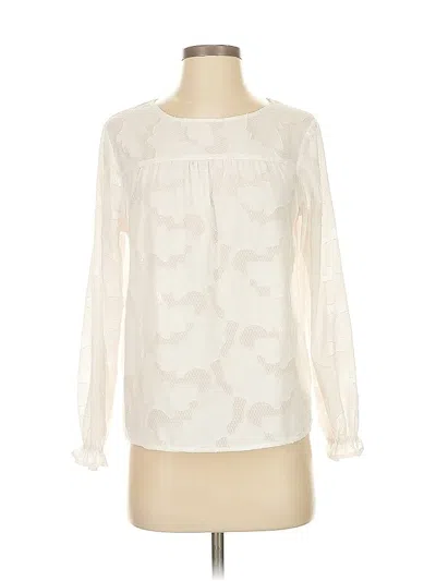 Pre-owned Banana Republic Factory Store Long Sleeve Blouse In White