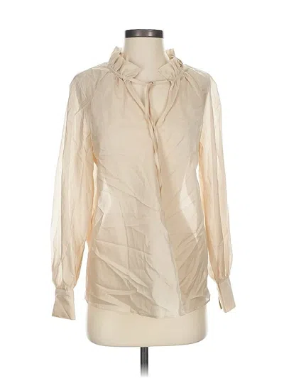 Pre-owned Banana Republic Factory Store Long Sleeve Blouse In White