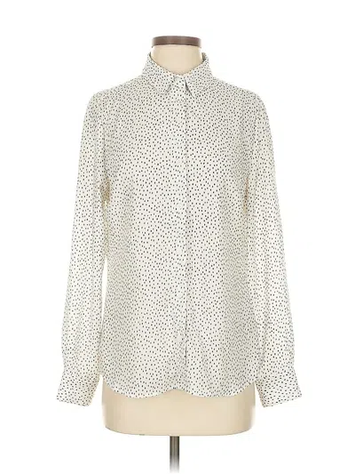 Pre-owned Banana Republic Factory Store Long Sleeve Blouse In White