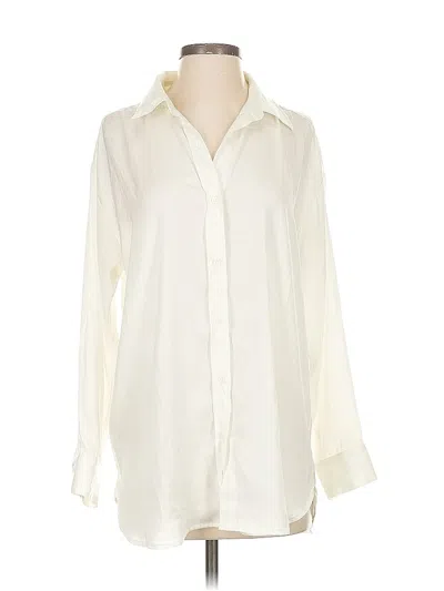 Pre-owned Banana Republic Factory Store Long Sleeve Blouse In White