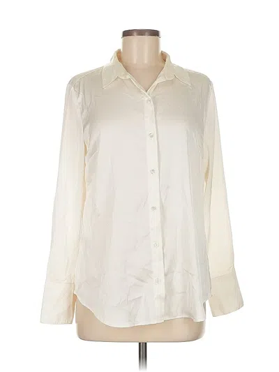 Pre-owned Banana Republic Factory Store Long Sleeve Blouse In White