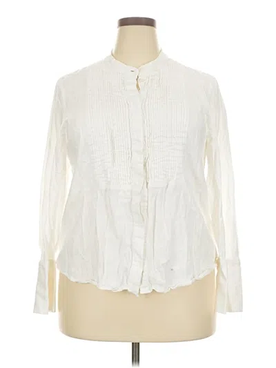 Pre-owned Banana Republic Factory Store Long Sleeve Blouse In White