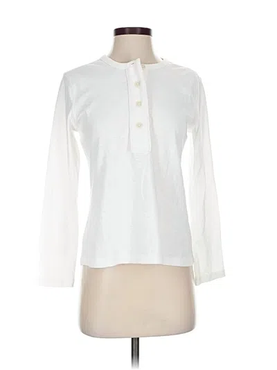 Pre-owned Banana Republic Factory Store Long Sleeve Henley Shirt In White