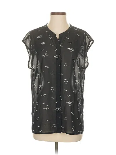 Pre-owned Banana Republic Factory Store Short Sleeve Blouse In Black
