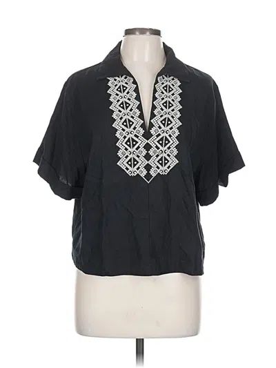 Pre-owned Banana Republic Factory Store Short Sleeve Blouse In Black