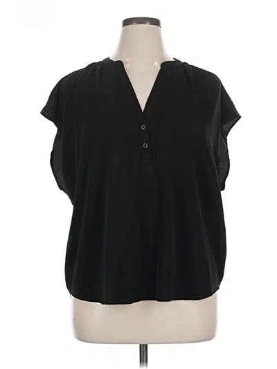 Pre-owned Banana Republic Factory Store Short Sleeve Blouse In Black