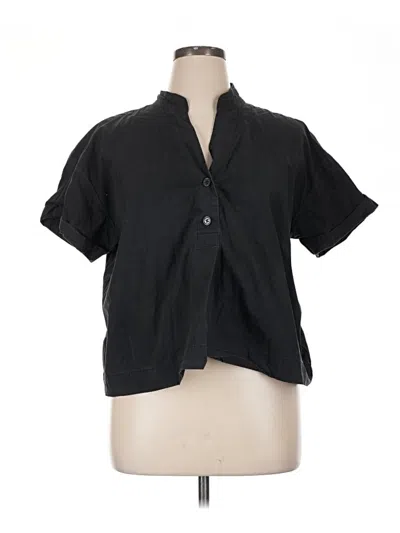 Pre-owned Banana Republic Factory Store Short Sleeve Blouse In Black