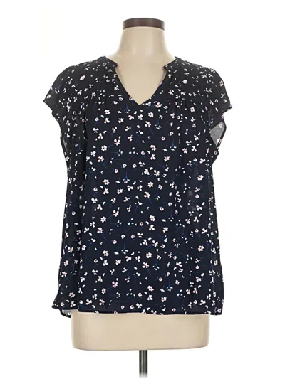 Pre-owned Banana Republic Factory Store Short Sleeve Blouse In Black