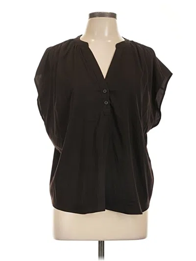 Pre-owned Banana Republic Factory Store Short Sleeve Blouse In Black