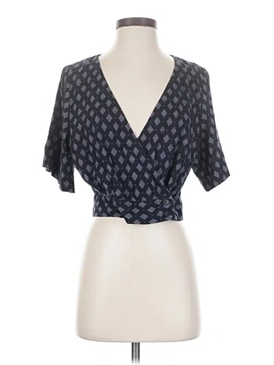 Pre-owned Banana Republic Factory Store Short Sleeve Blouse In Black