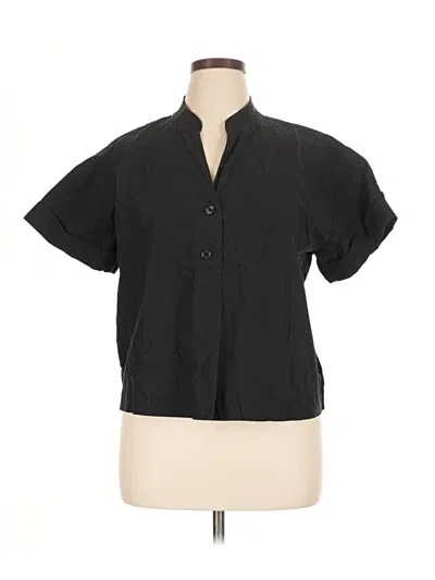 Pre-owned Banana Republic Factory Store Short Sleeve Blouse In Black