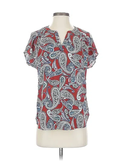 Pre-owned Banana Republic Factory Store Short Sleeve Blouse In Blue