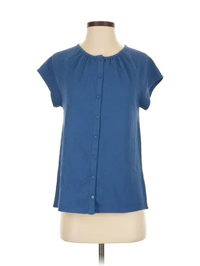 Pre-owned Banana Republic Factory Store Short Sleeve Blouse In Blue