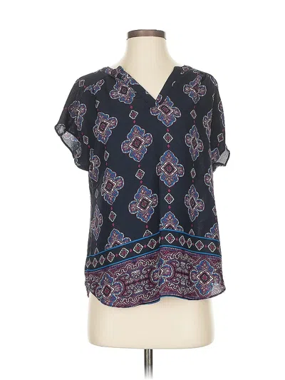 Pre-owned Banana Republic Factory Store Short Sleeve Blouse In Blue