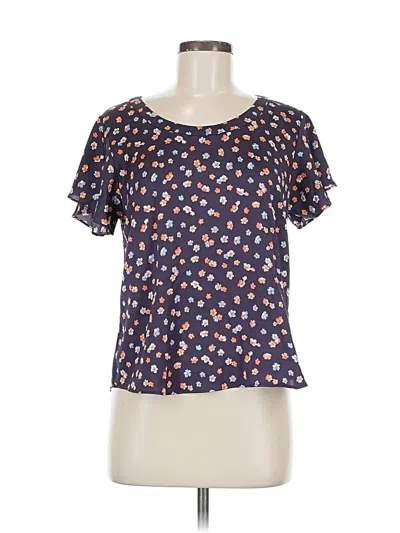 Pre-owned Banana Republic Factory Store Short Sleeve Blouse In Blue