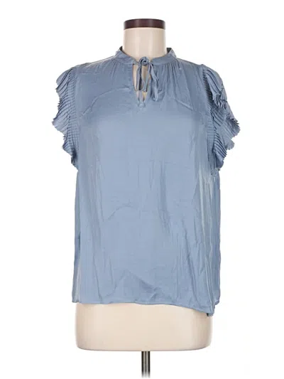 Pre-owned Banana Republic Factory Store Short Sleeve Blouse In Blue