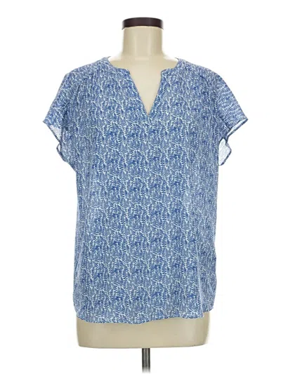Pre-owned Banana Republic Factory Store Short Sleeve Blouse In Blue