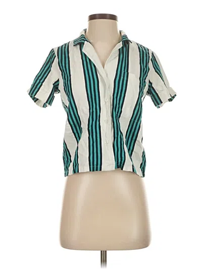Pre-owned Banana Republic Factory Store Short Sleeve Blouse In Blue