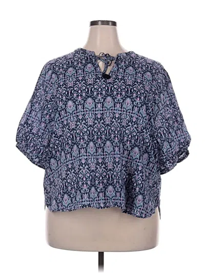 Pre-owned Banana Republic Factory Store Short Sleeve Blouse In Blue