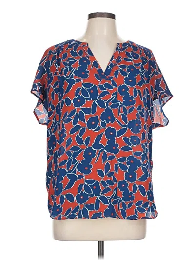 Pre-owned Banana Republic Factory Store Short Sleeve Blouse In Blue