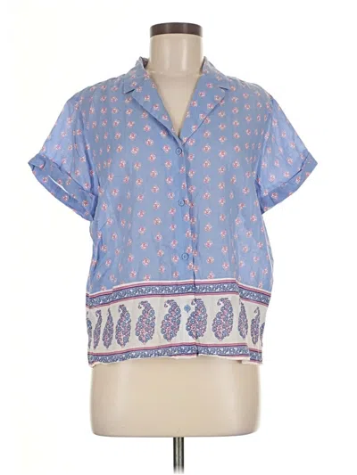 Pre-owned Banana Republic Factory Store Short Sleeve Blouse In Blue