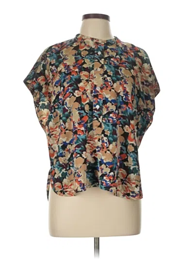 Pre-owned Banana Republic Factory Store Short Sleeve Blouse In Blue