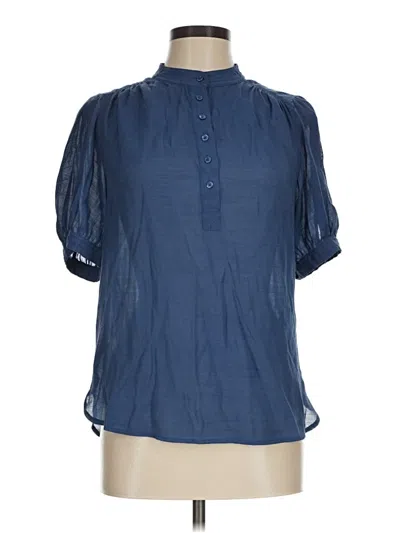Pre-owned Banana Republic Factory Store Short Sleeve Blouse In Blue