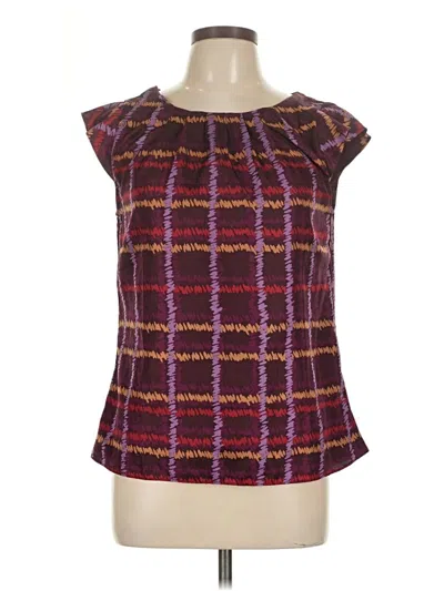 Pre-owned Banana Republic Factory Store Short Sleeve Blouse In Burgundy
