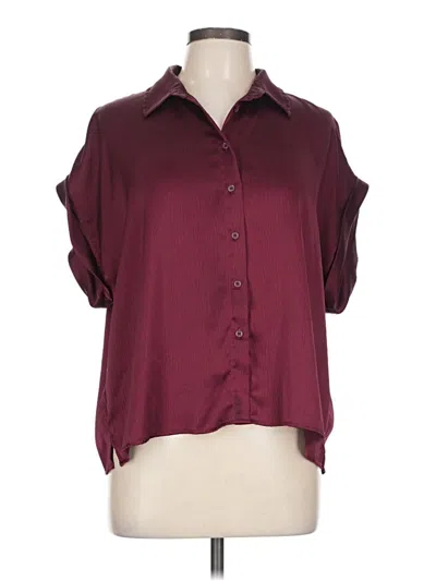 Pre-owned Banana Republic Factory Store Short Sleeve Blouse In Burgundy