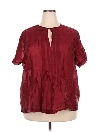 Pre-owned Banana Republic Factory Store Short Sleeve Blouse In Burgundy