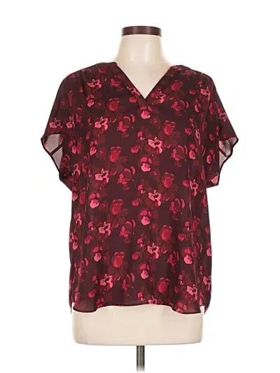 Pre-owned Banana Republic Factory Store Short Sleeve Blouse In Burgundy
