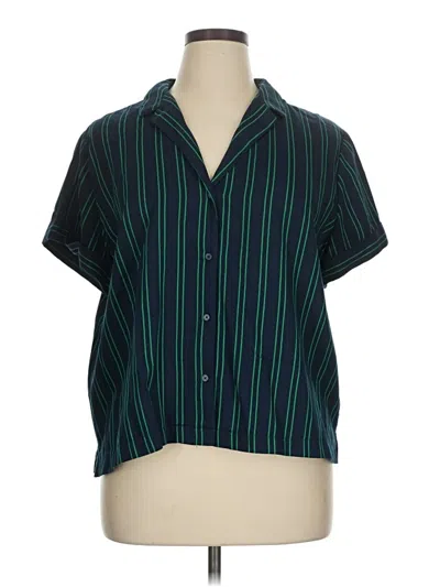 Pre-owned Banana Republic Factory Store Short Sleeve Blouse In Green