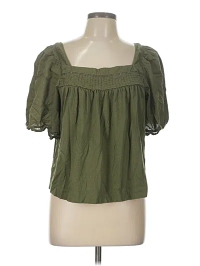 Pre-owned Banana Republic Factory Store Short Sleeve Blouse In Green