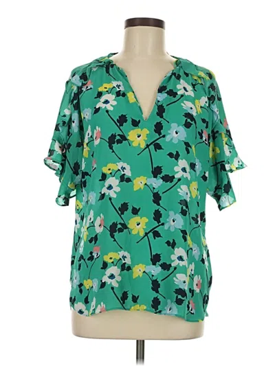 Pre-owned Banana Republic Factory Store Short Sleeve Blouse In Green